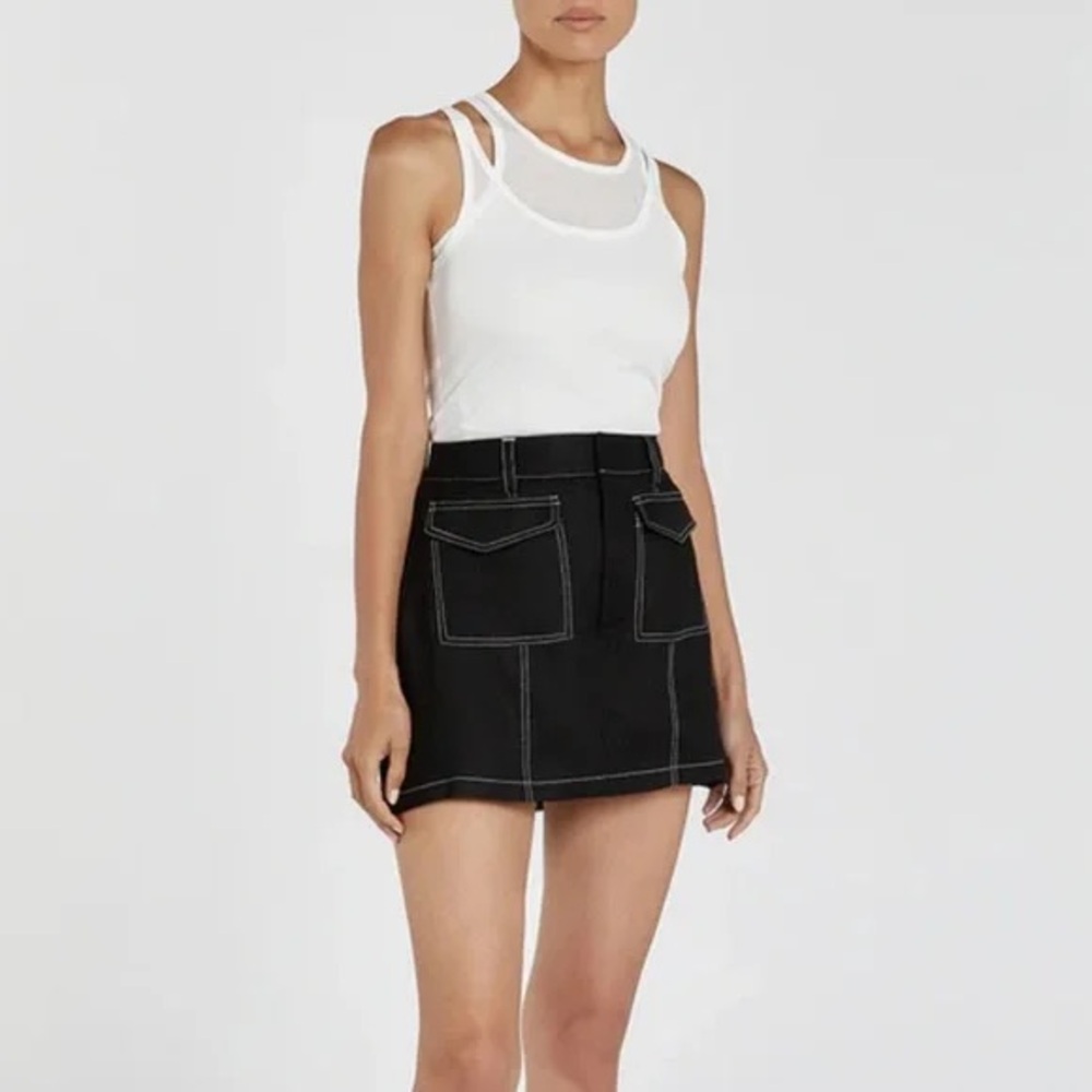 DISSH Dimitra Black Linen Cargo mini Skort Size 2